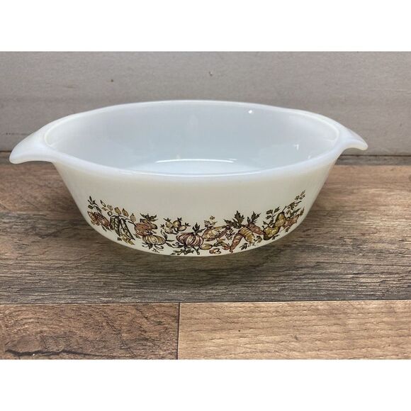 Vintage Anchor Hocking Fire King‎ 1 Qt Casserole - Vegetable Autumn Fall Harvest - Picture 1 of 4